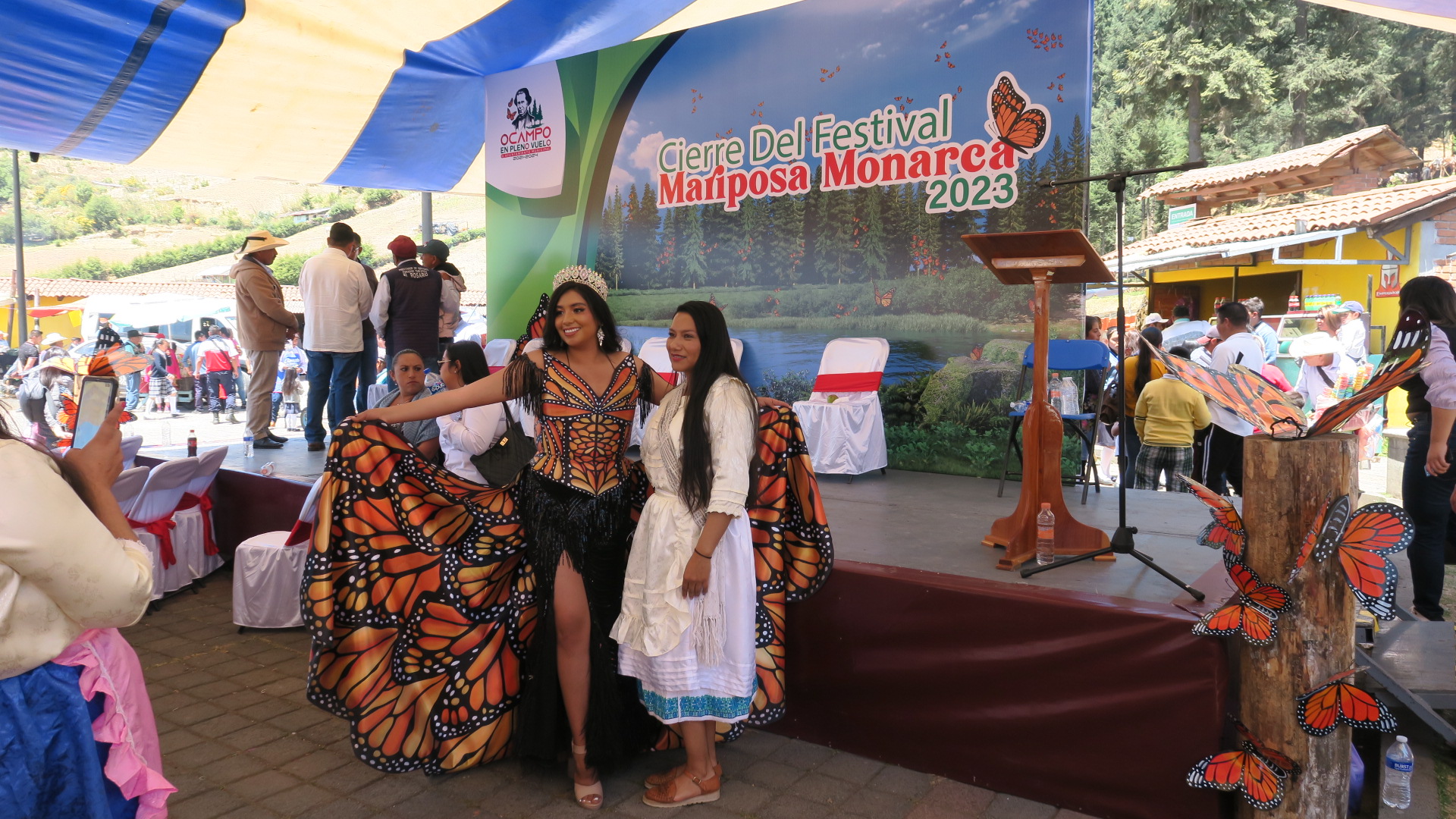 local people dressed in festive monarch costums