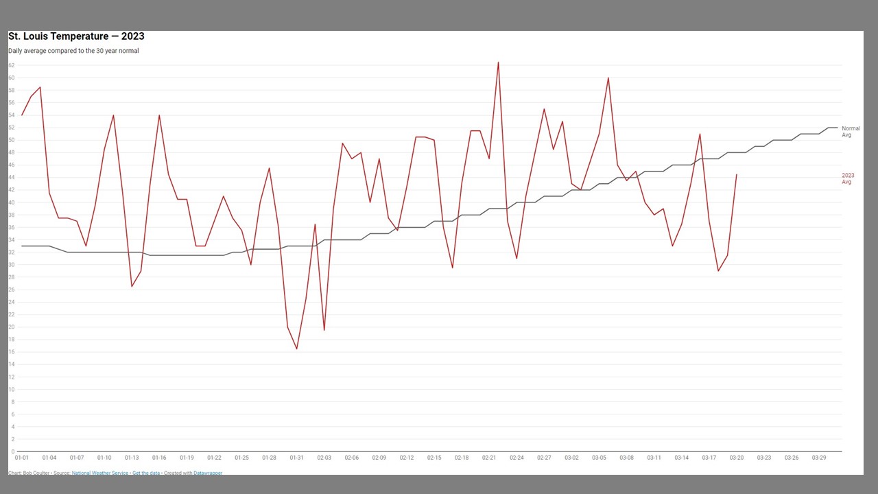 graph of temperature variation over one year 2023