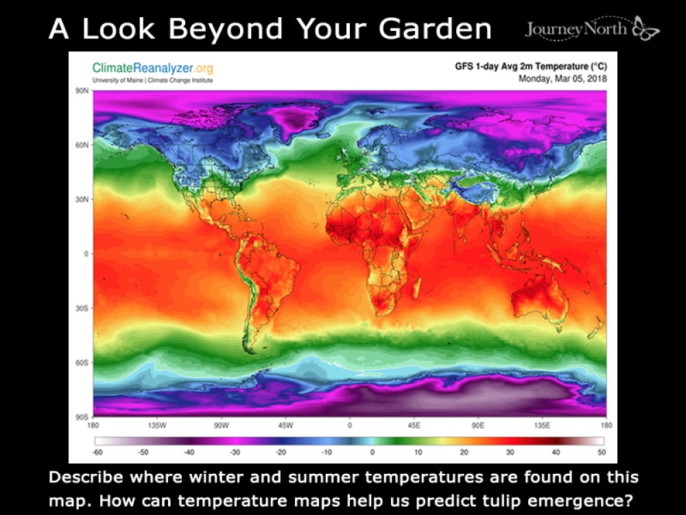 Global temperature map for March 5, 2018