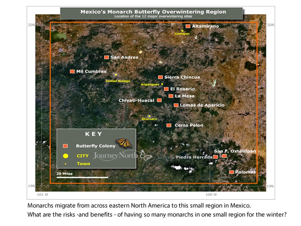 Map of Monarch Butterfly Winter Sanctuaries