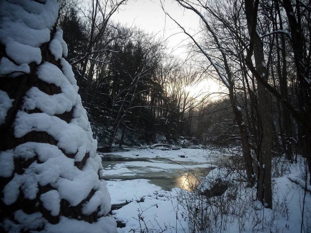 Sunlight reflected on winter water