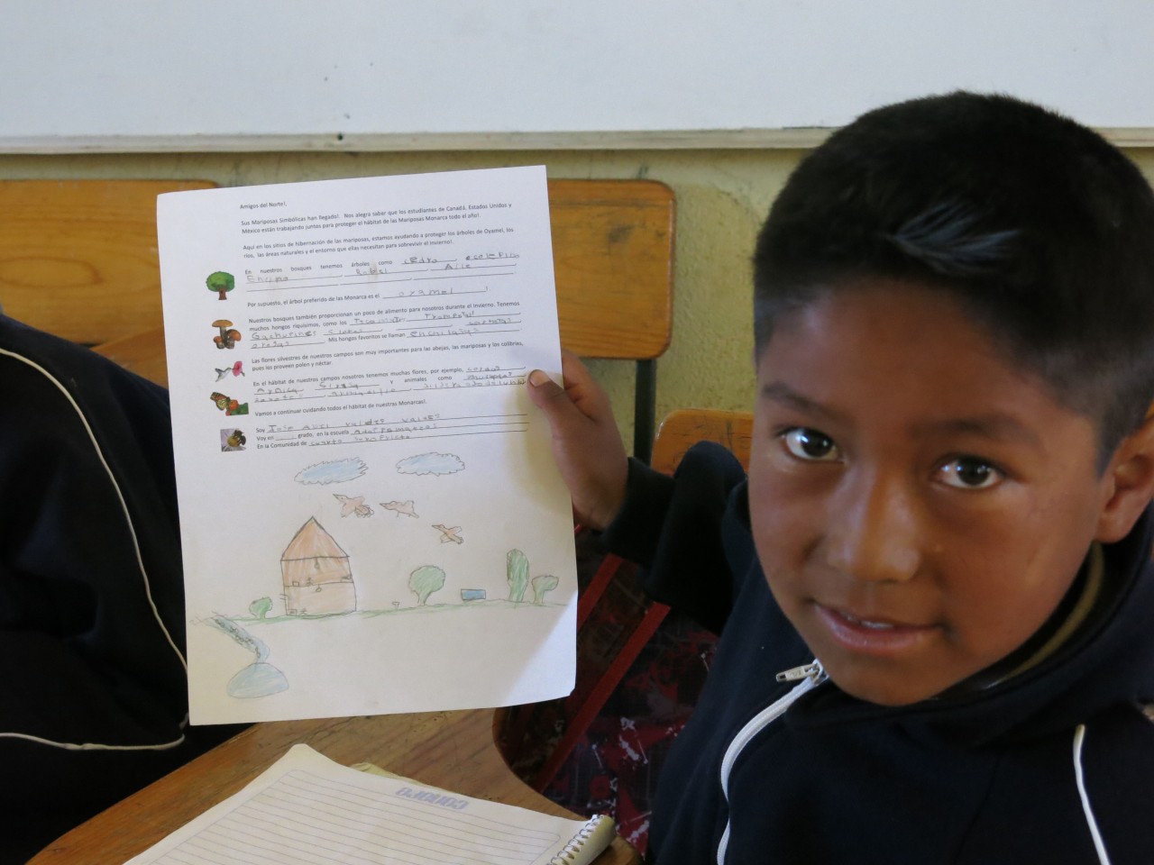 This boy made a beautiful picture to add to his letter.