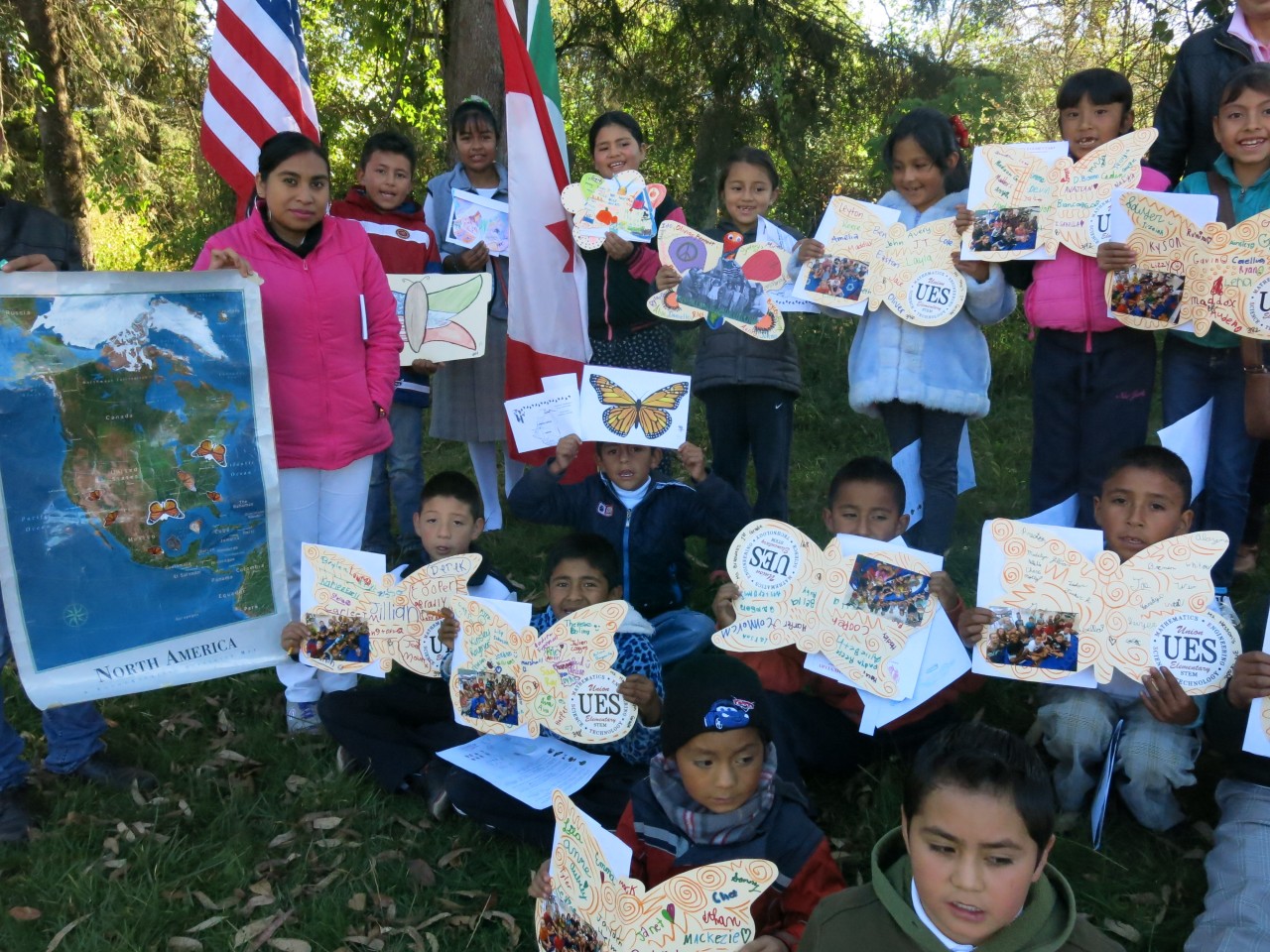 Students showing their special butterflies.