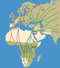 Map of European, Asian and Middle Eastern Migration Routes