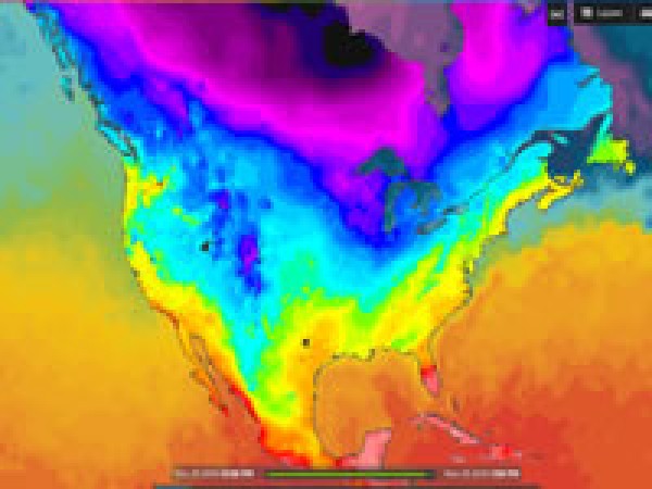 Temperature map of North America